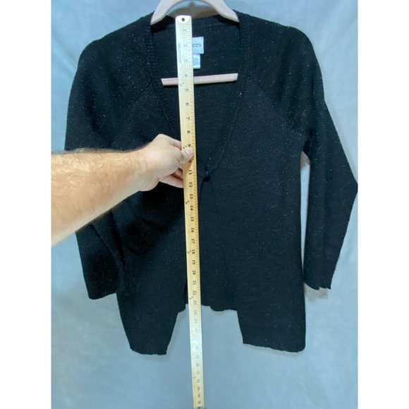 Chico's Sweater Womens‎ 1 Black Single Button Open Front Cardigan Ladies - Picture 7 of 8